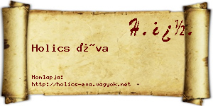 Holics Éva névjegykártya